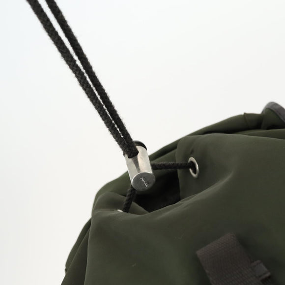 PRADA Backpack Nylon Khaki Silver Auth 164855