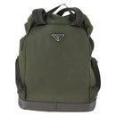 PRADA Backpack Nylon Khaki Silver Auth 164855-2