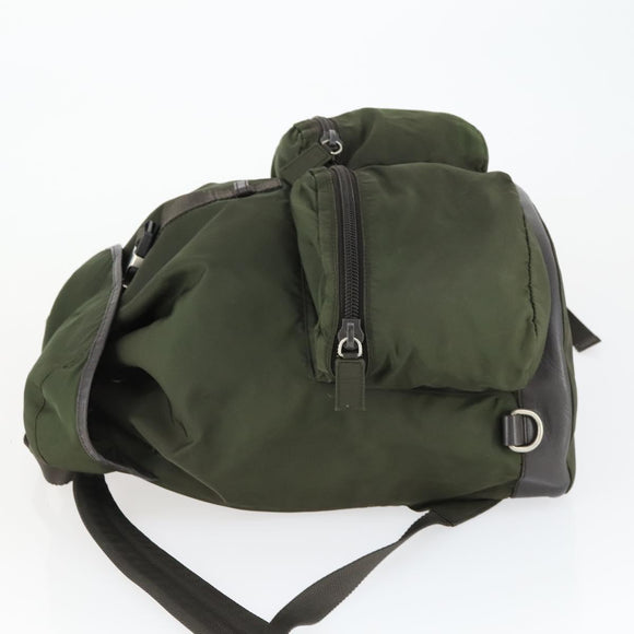PRADA Backpack Nylon Khaki Silver Auth 164855