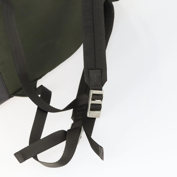 PRADA Backpack Nylon Khaki Silver Auth 164855