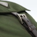 PRADA Shoulder Bag Nylon Khaki Silver Auth 164856-18