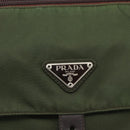 PRADA Shoulder Bag Nylon Khaki Silver Auth 164856-19
