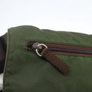 PRADA Shoulder Bag Nylon Khaki Silver Auth 164856-20