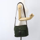 PRADA Shoulder Bag Nylon Khaki Silver Auth 164856-27