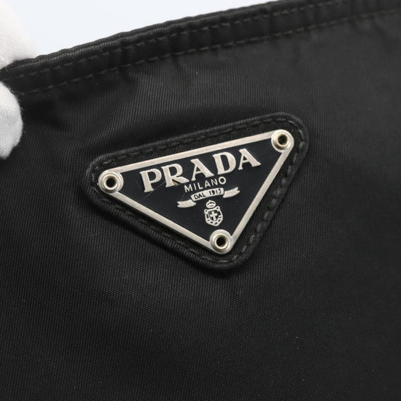 PRADA Shoulder Bag Nylon Black Silver Auth 164857