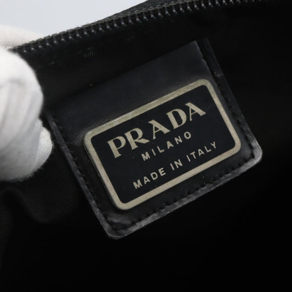 PRADA Shoulder Bag Nylon Black Silver Auth 164857