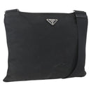 PRADA Shoulder Bag Nylon Black Silver Auth 164857-1