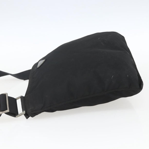 PRADA Shoulder Bag Nylon Black Silver Auth 164857