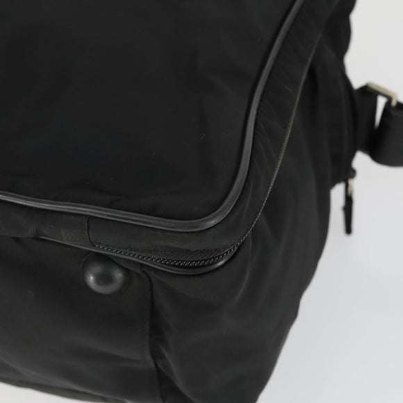PRADA Hand Bag Nylon 2way Black Silver Auth 164859