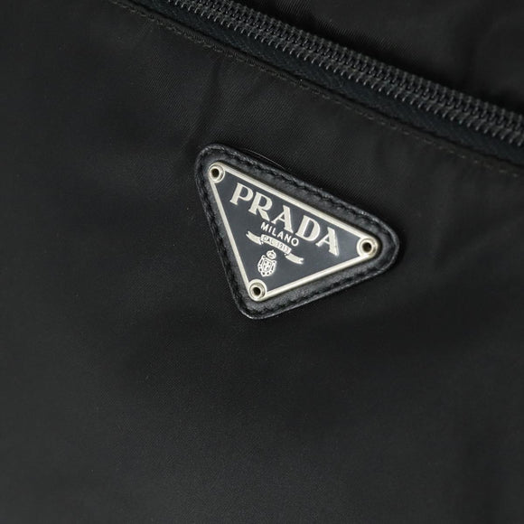 PRADA Hand Bag Nylon 2way Black Silver Auth 164859