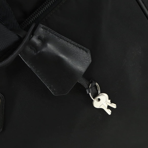 PRADA Hand Bag Nylon 2way Black Silver Auth 164859