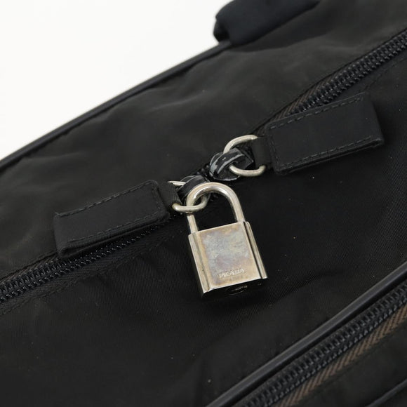 PRADA Hand Bag Nylon 2way Black Silver Auth 164859