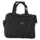 PRADA Hand Bag Nylon 2way Black Silver Auth 164859-1