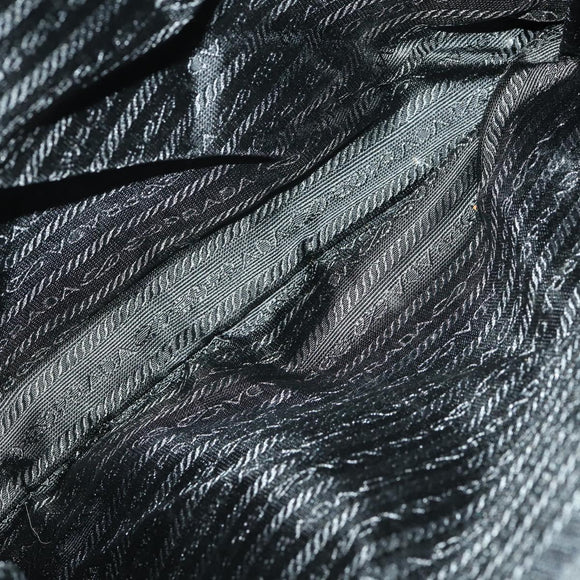 PRADA Hand Bag Nylon 2way Black Silver Auth 164859