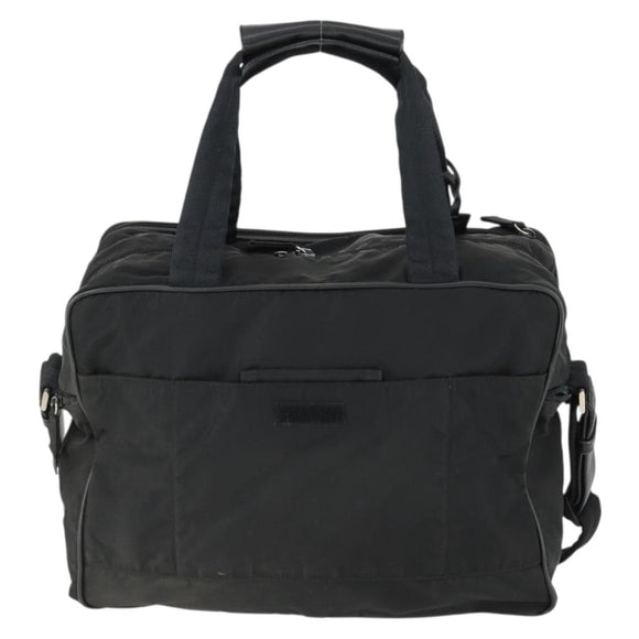 PRADA Hand Bag Nylon 2way Black Silver Auth 164859
