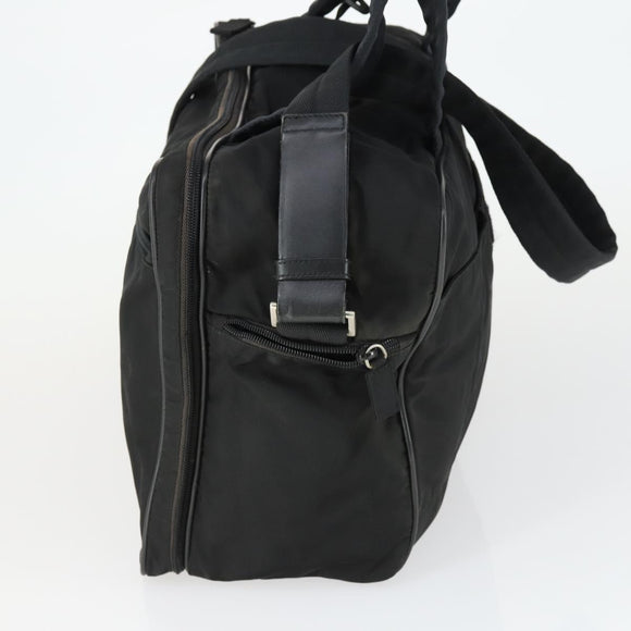 PRADA Hand Bag Nylon 2way Black Silver Auth 164859