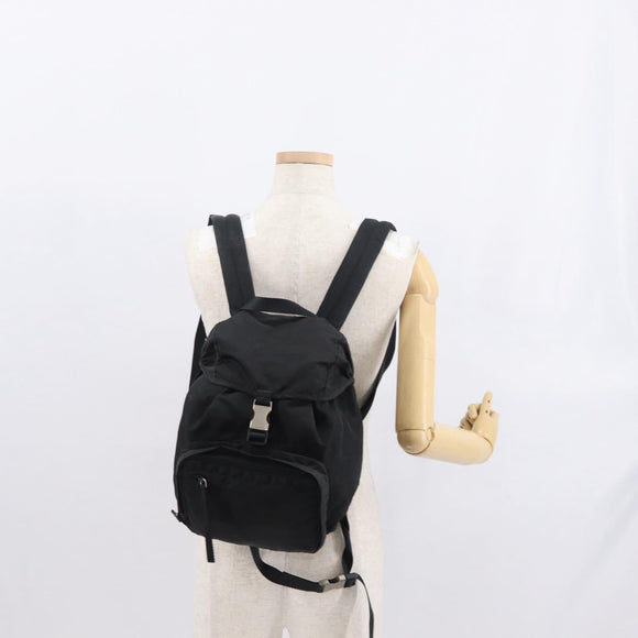 PRADA Backpack Nylon Black Silver Auth 164861