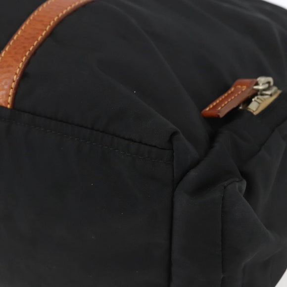 Miu Miu Tragetasche Nylon Leder Schwarz Braun Silber Original 164862