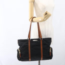 Miu Miu Tragetasche Nylon Leder Schwarz Braun Silber Original 164862-24