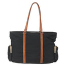 Miu Miu Tragetasche Nylon Leder Schwarz Braun Silber Original 164862-2