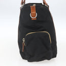 Miu Miu Tragetasche Nylon Leder Schwarz Braun Silber Original 164862-4