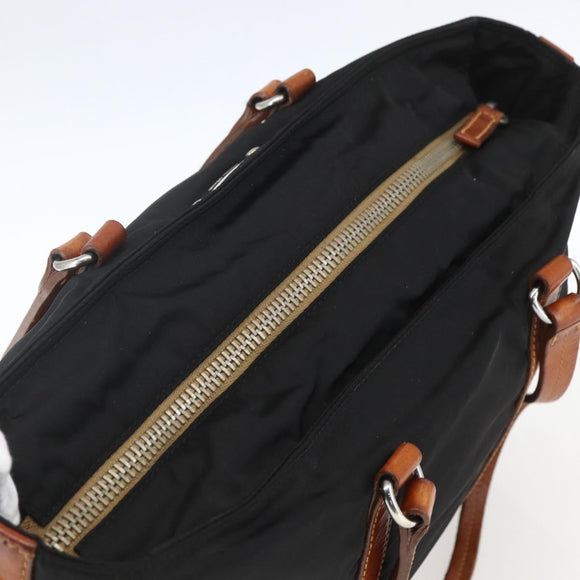 Miu Miu Tragetasche Nylon Leder Schwarz Braun Silber Original 164862