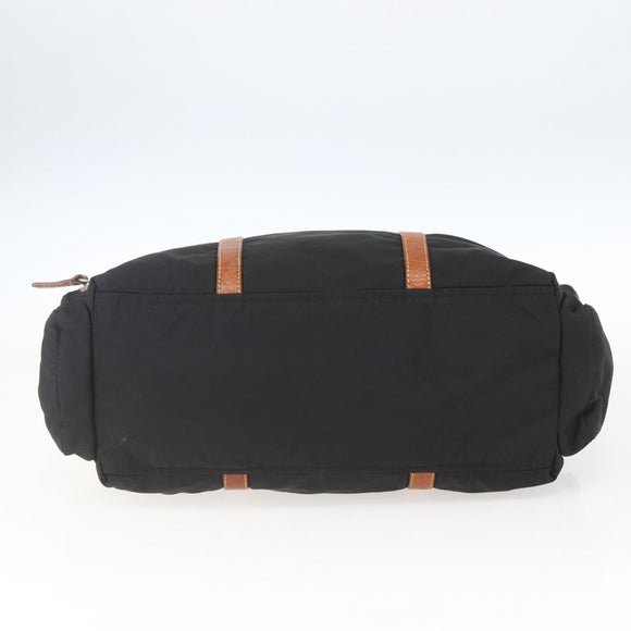 Miu Miu Tragetasche Nylon Leder Schwarz Braun Silber Original 164862