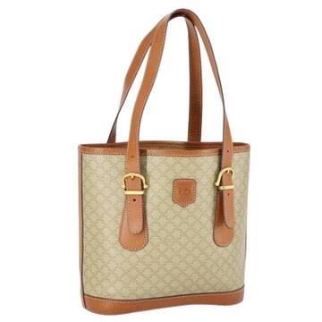 CELINE Macadam Canvas Tote Bag PVC Beige Gold Auth 164865V