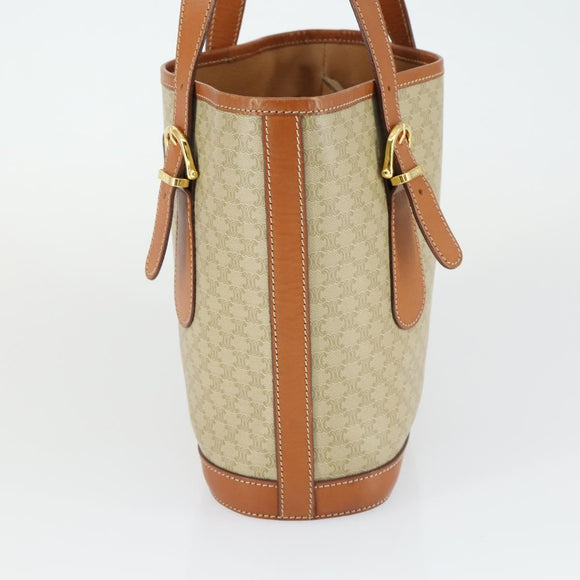 CELINE Macadam Canvas Tote Bag PVC Beige Gold Auth 164865V