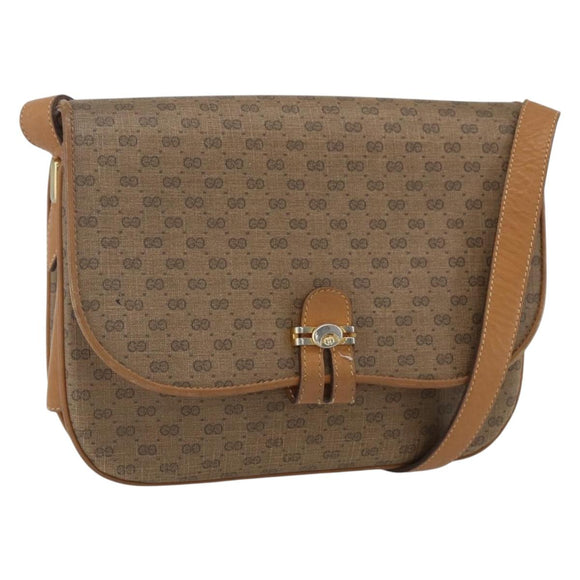 GUCCI Micro GG Supreme Shoulder Bag PVC Beige Gold 001 406 1780 Auth 164866