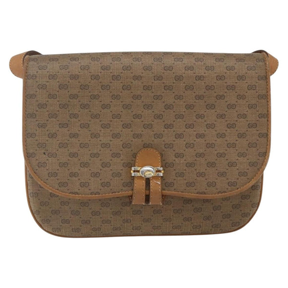 GUCCI Micro GG Supreme Shoulder Bag PVC Beige Gold 001 406 1780 Auth 164866