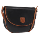 CELINE Shoulder Bag Leather Black Gold Auth 164870-1