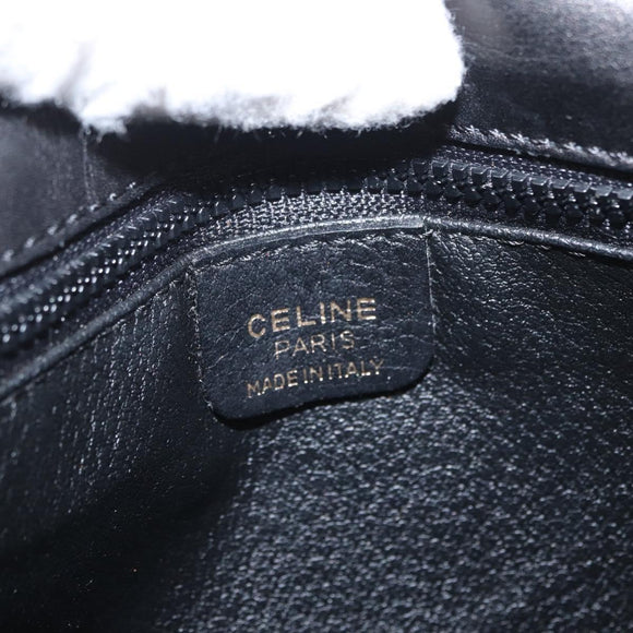 CELINE Shoulder Bag Leather Black Gold Auth 164870