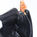 CELINE Shoulder Bag Leather Black Gold Auth 164870-20