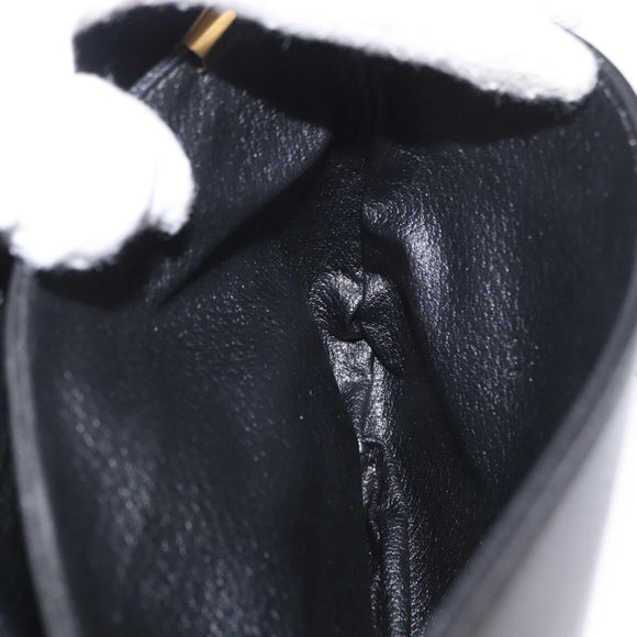 CELINE Shoulder Bag Leather Black Gold Auth 164870