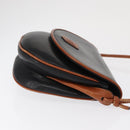 CELINE Shoulder Bag Leather Black Gold Auth 164870-3