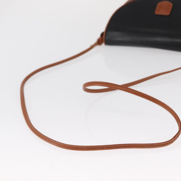 CELINE Shoulder Bag Leather Black Gold Auth 164870