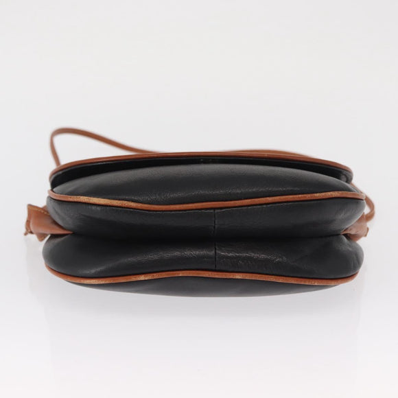CELINE Shoulder Bag Leather Black Gold Auth 164870