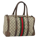 GUCCI GG Supreme Web Sherry Line Hand Bag PVC Beige Gold Auth 164871-1