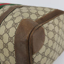 GUCCI GG Supreme Web Sherry Line Hand Bag PVC Beige Gold Auth 164871-12