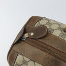 GUCCI GG Supreme Web Sherry Line Hand Bag PVC Beige Gold Auth 164871-14