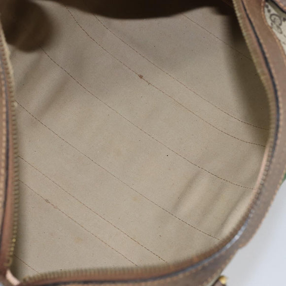 GUCCI GG Supreme Web Sherry Line Hand Bag PVC Beige Gold Auth 164871