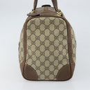 GUCCI GG Supreme Web Sherry Line Hand Bag PVC Beige Gold Auth 164871-4