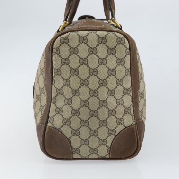 GUCCI GG Supreme Web Sherry Line Hand Bag PVC Beige Gold Auth 164871