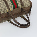 GUCCI GG Supreme Web Sherry Line Hand Bag PVC Beige Gold Auth 164871-7