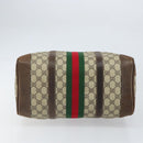 GUCCI GG Supreme Web Sherry Line Hand Bag PVC Beige Gold Auth 164871-9