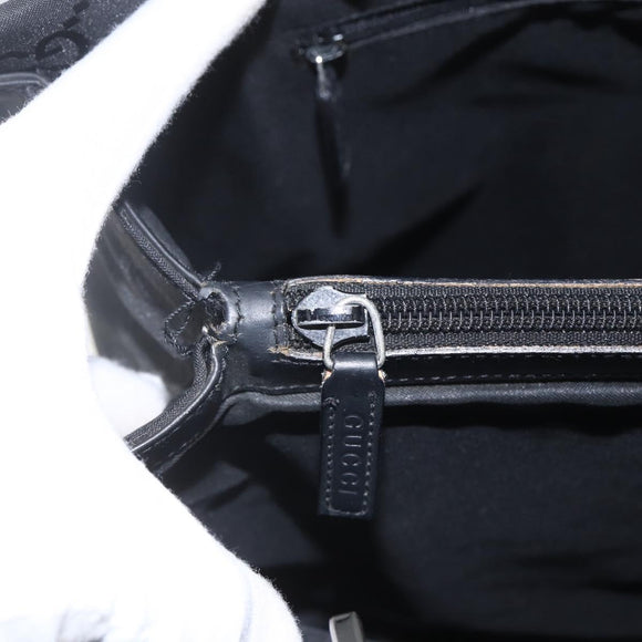 GUCCI GG Canvas Bamboo Hand Bag Nylon Black Silver 002 1010 Auth 164874