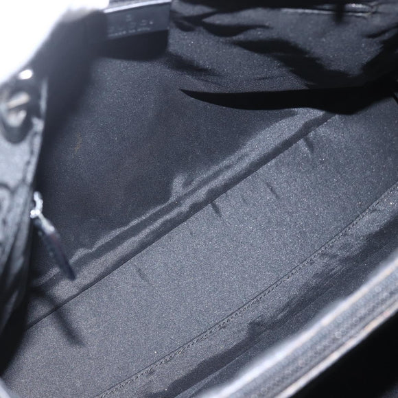 GUCCI GG Canvas Bamboo Hand Bag Nylon Black Silver 002 1010 Auth 164874