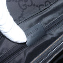 GUCCI GG Canvas Bamboo Hand Bag Nylon Black Silver 002 1010 Auth 164874-22