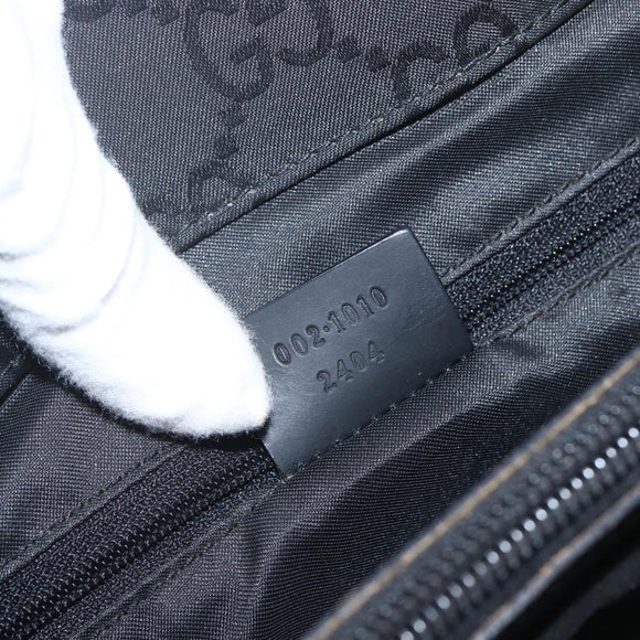 GUCCI GG Canvas Bamboo Hand Bag Nylon Black Silver 002 1010 Auth 164874